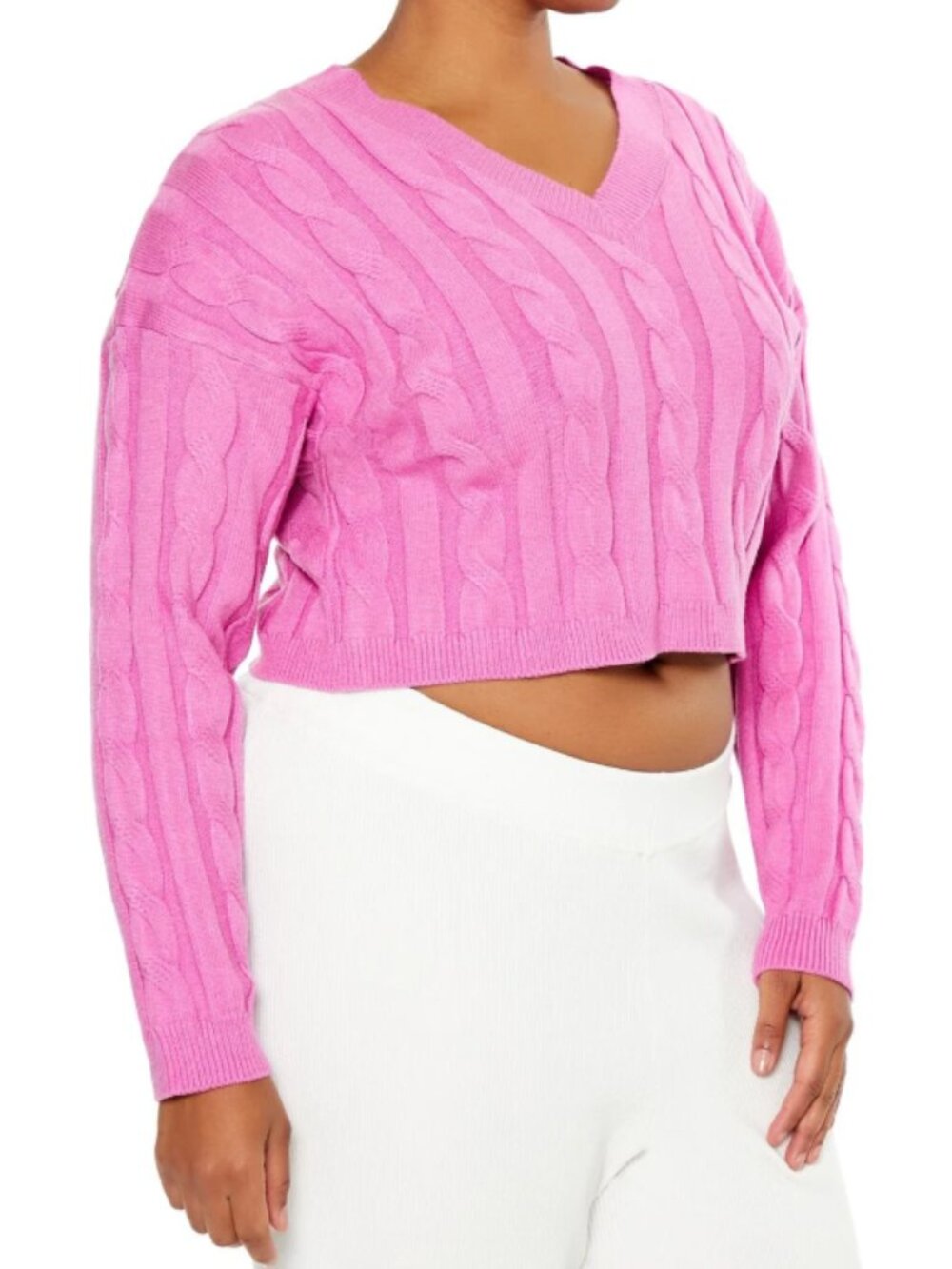 Forever 21 Size 1X Cropped Pink Sweater